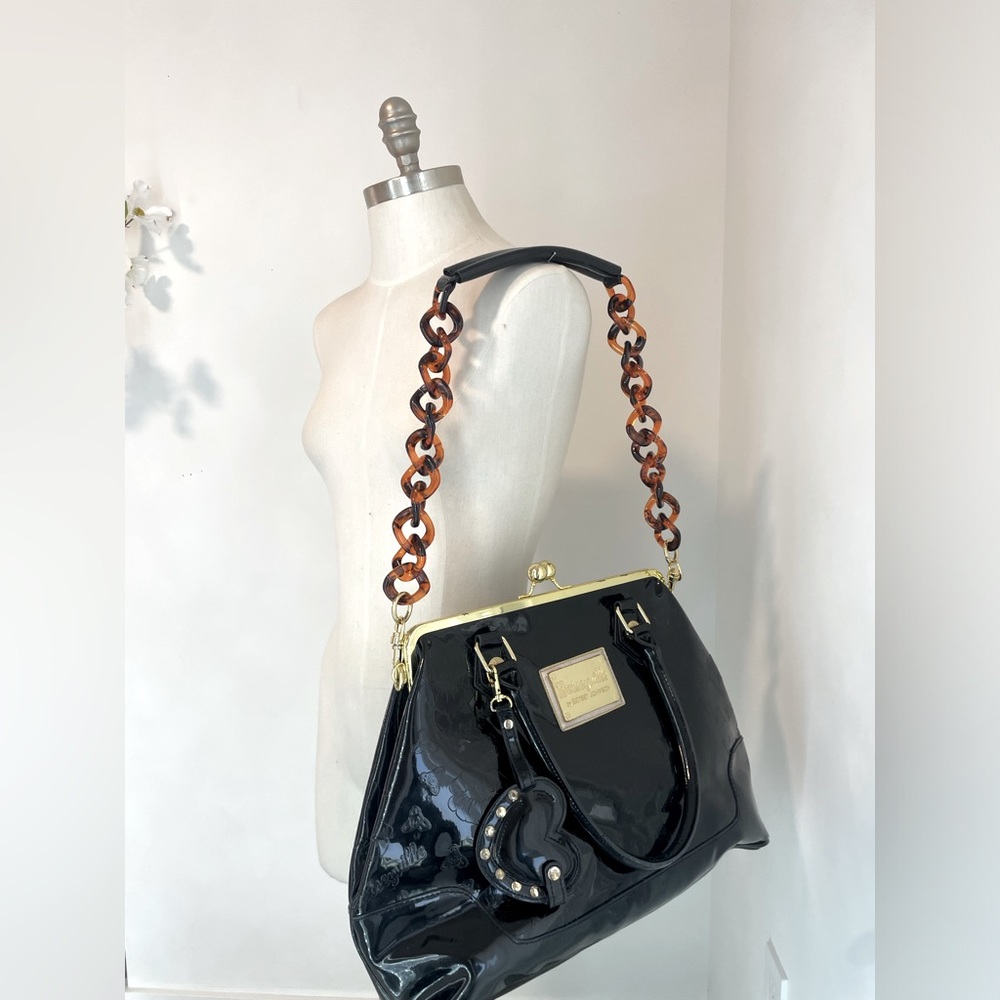 VINTAGE BETSY JOHNSON BAG with LEOPARD PRINT STRAP